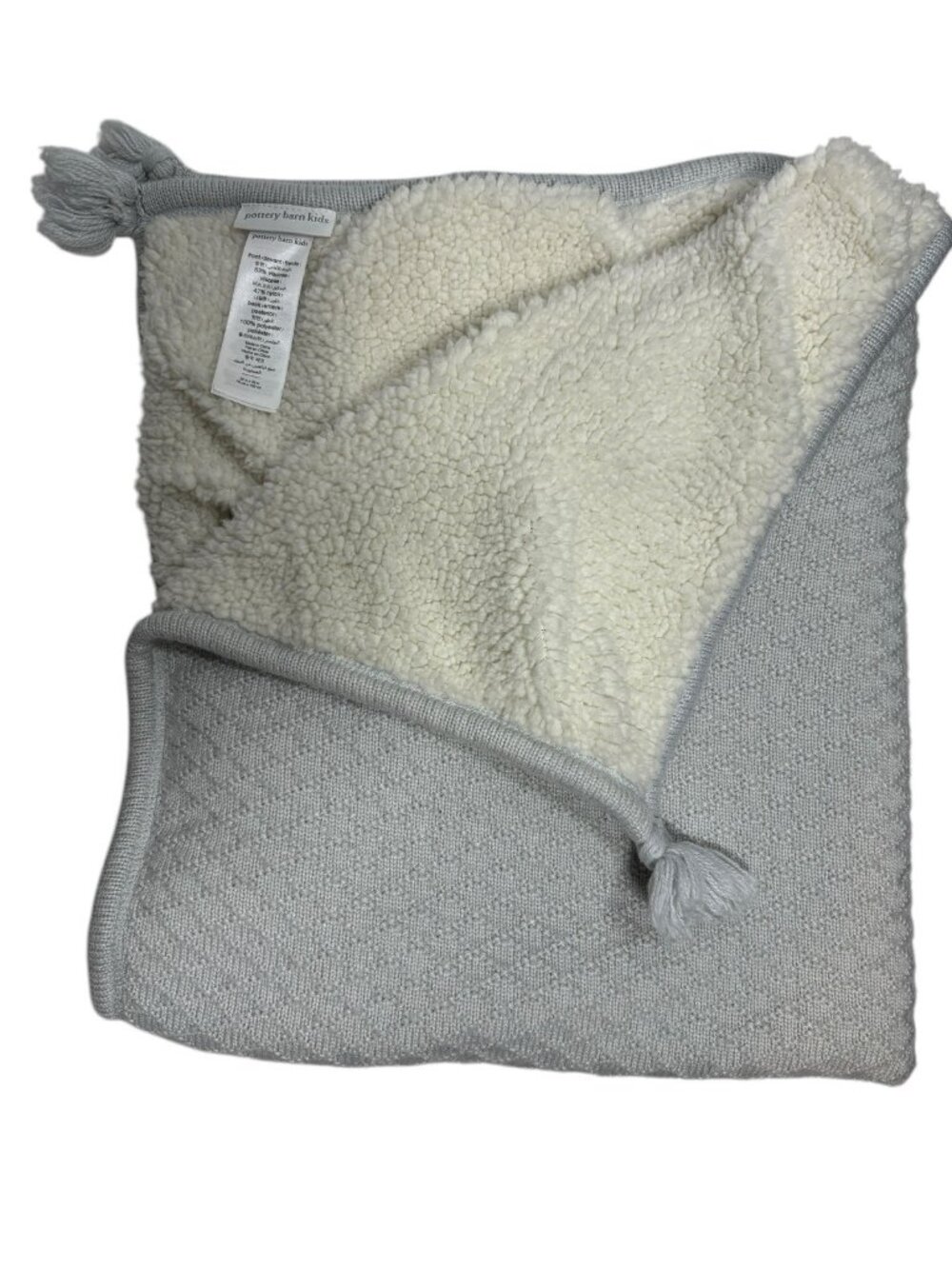 Pottery Barn Kids Luxe Cable-Knit Sherpa Baby Blanket Gray 30" x 40" Baby Throw
